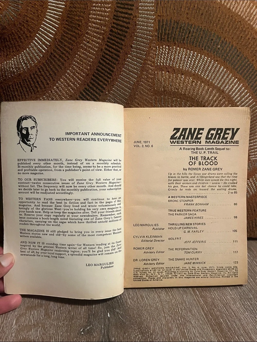 Zane Grey Western Magazine - June 1971 VOL. 3, NO. 6